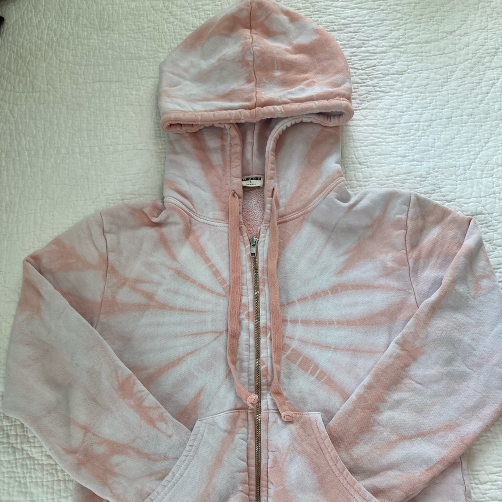 WSLY Light Pink Tye-Dyed Hooded Sweatshirt.